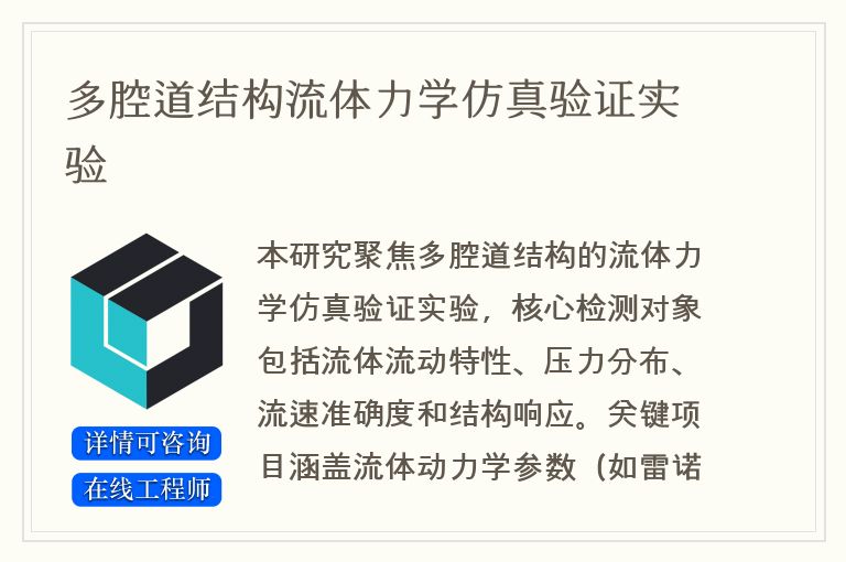 多腔道结构流体力学仿真验证实验
