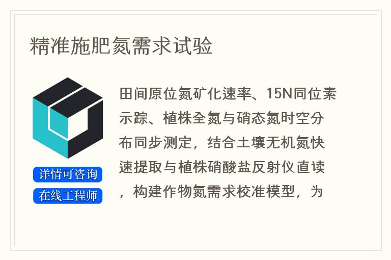 精准施肥氮需求试验