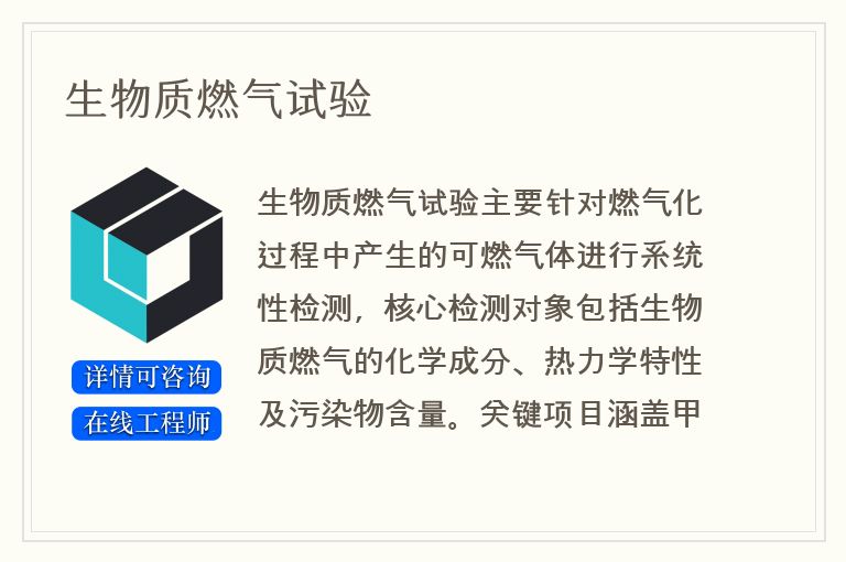 生物质燃气试验