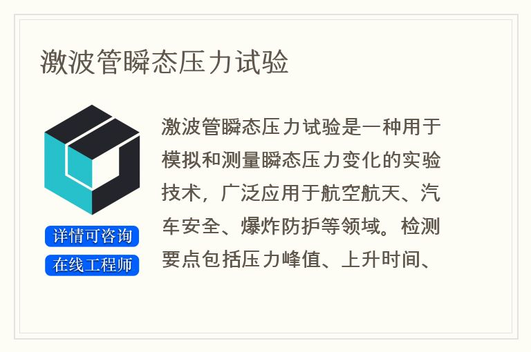 激波管瞬态压力试验
