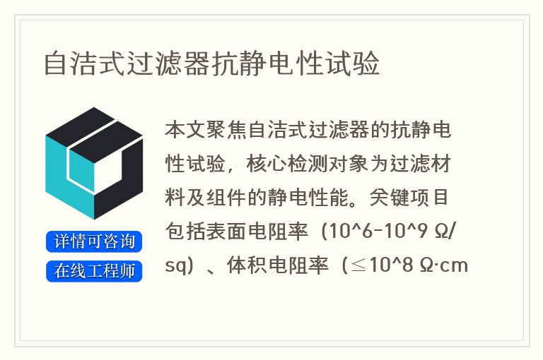 自洁式过滤器抗静电性试验